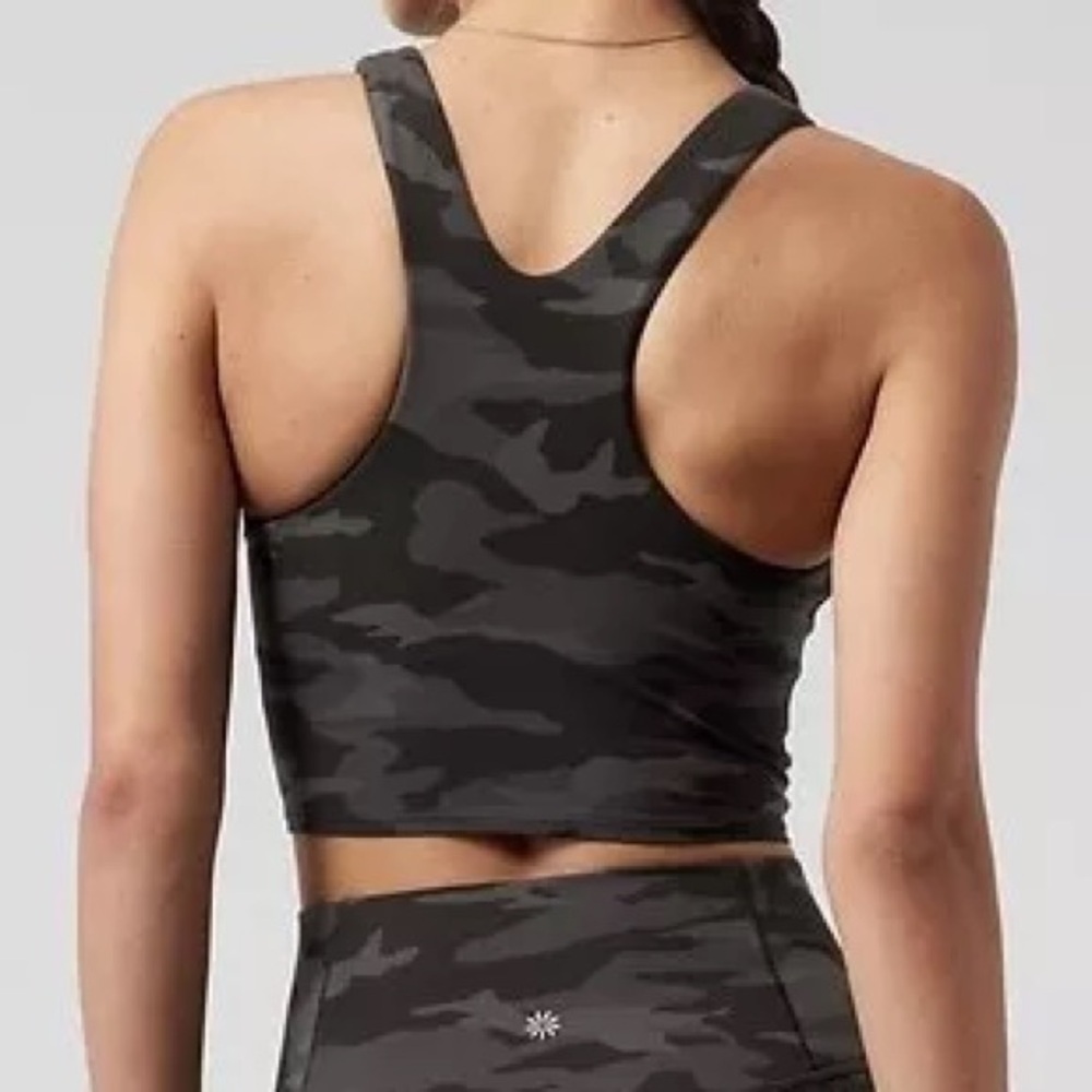 Athleta Conscious Crop Tank Bra A-C Camo Black Gray